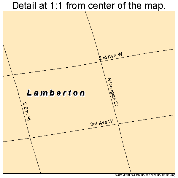 Lamberton, Minnesota road map detail