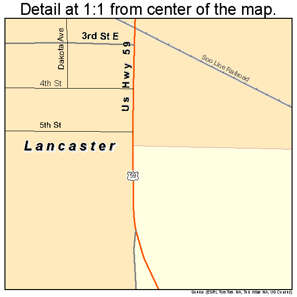 Lancaster, Minnesota road map detail