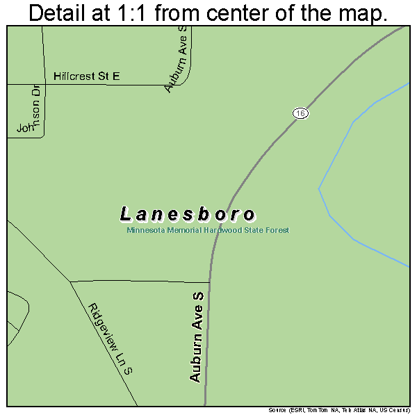Lanesboro, Minnesota road map detail