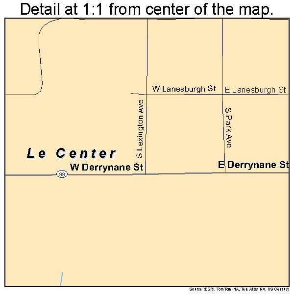 Le Center, Minnesota road map detail
