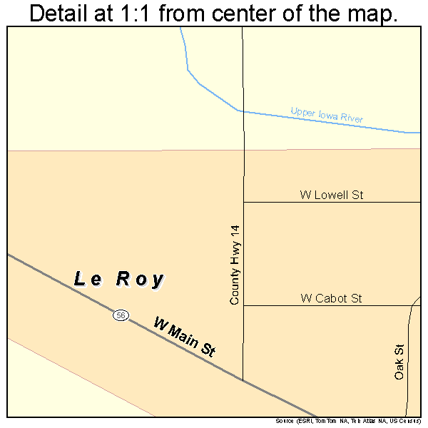 Le Roy, Minnesota road map detail