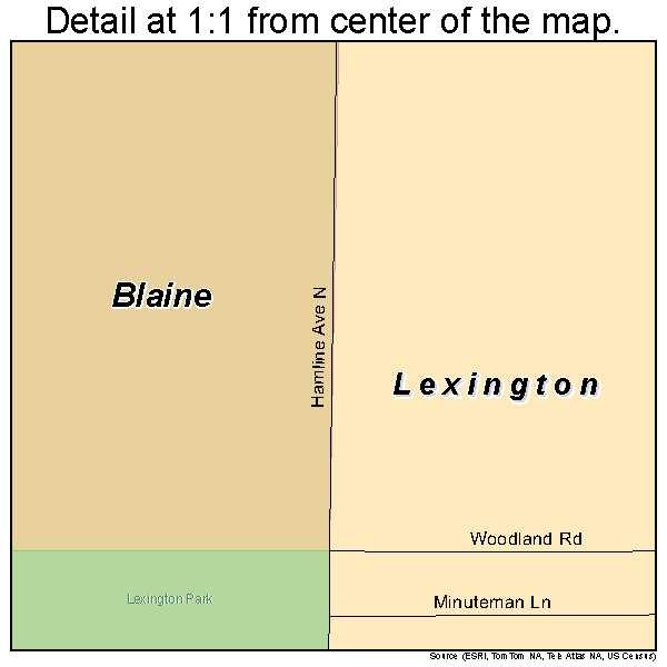 Lexington, Minnesota road map detail