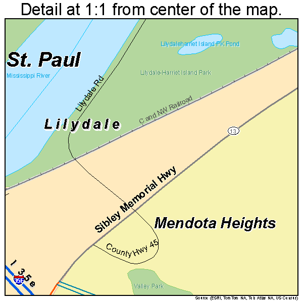 Lilydale, Minnesota road map detail