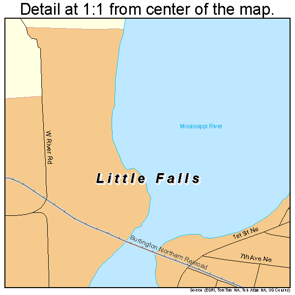 Little Falls, Minnesota road map detail