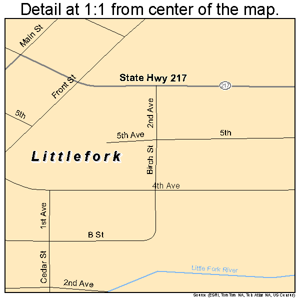 Littlefork, Minnesota road map detail