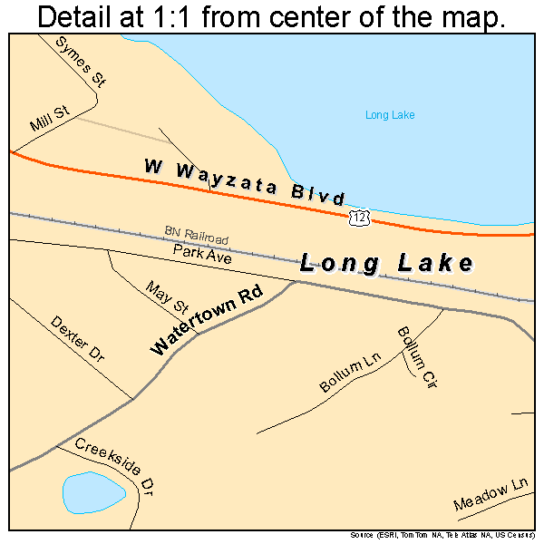 Long Lake, Minnesota road map detail
