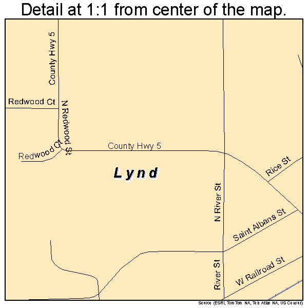 Lynd, Minnesota road map detail