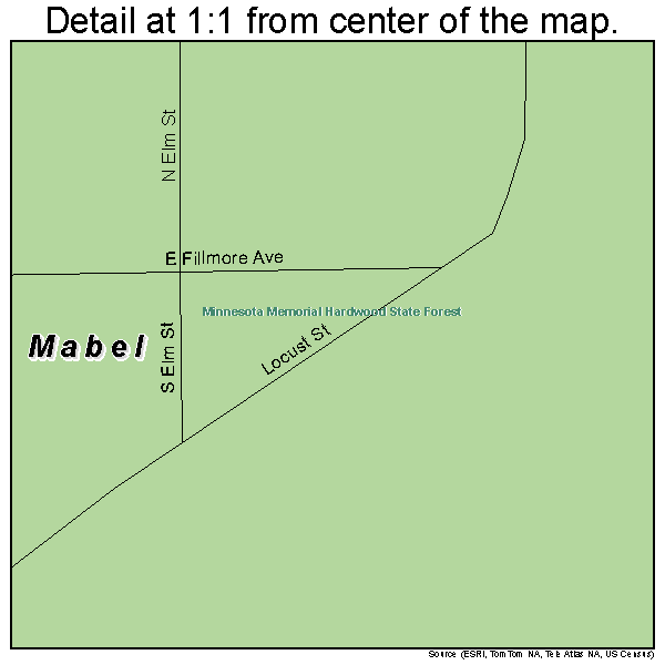 Mabel, Minnesota road map detail