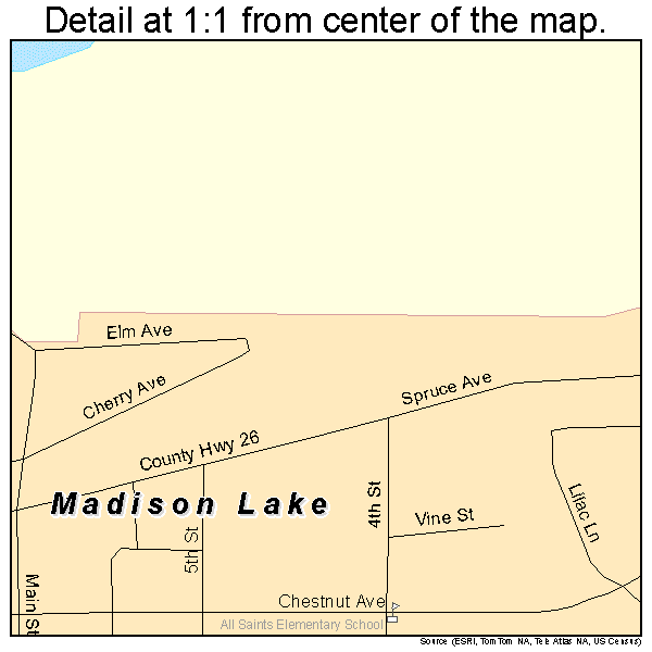 Madison Lake, Minnesota road map detail