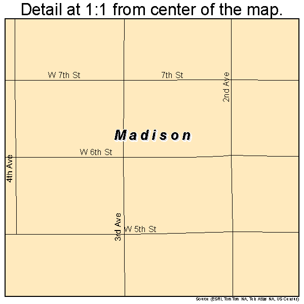 Madison, Minnesota road map detail