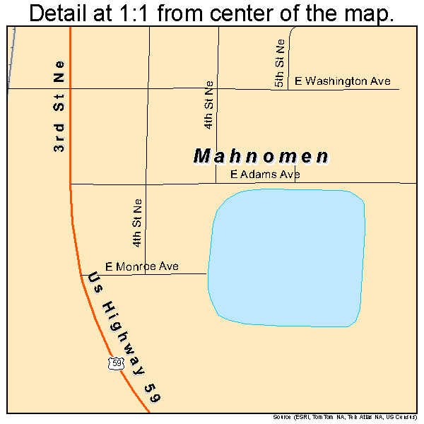 Mahnomen, Minnesota road map detail