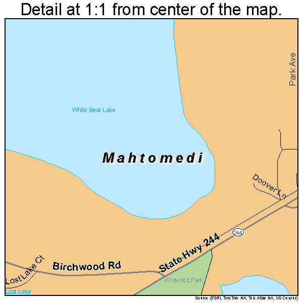 Mahtomedi, Minnesota road map detail