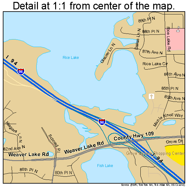 Maple Grove, Minnesota road map detail