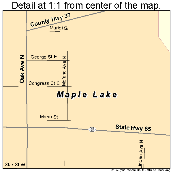 Maple Lake, Minnesota road map detail