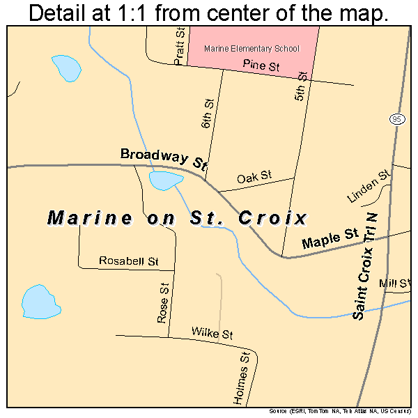 Marine on St. Croix, Minnesota road map detail
