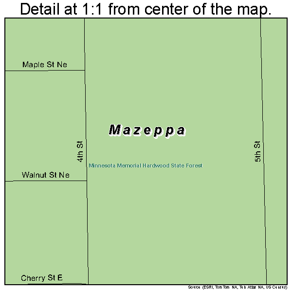 Mazeppa, Minnesota road map detail
