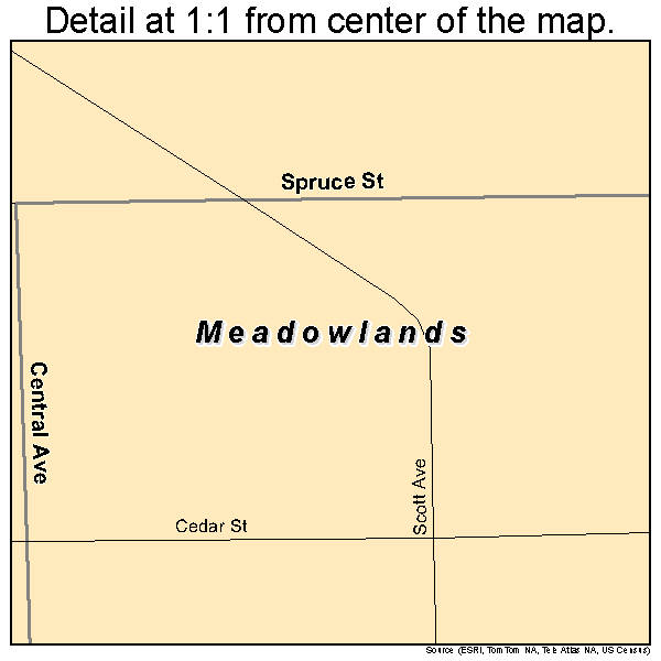 Meadowlands, Minnesota road map detail
