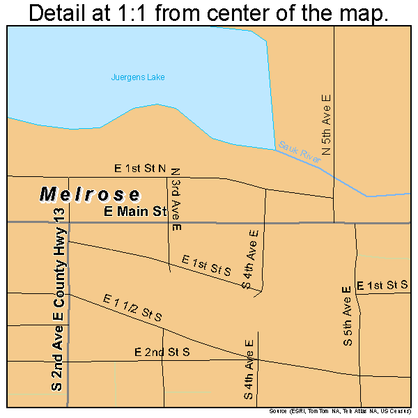 Melrose, Minnesota road map detail