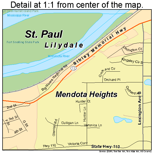 Mendota Heights, Minnesota road map detail