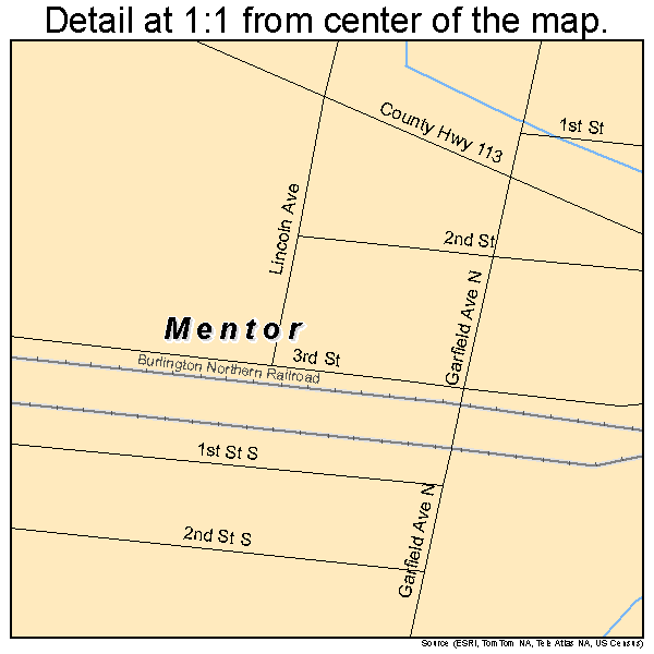 Mentor, Minnesota road map detail