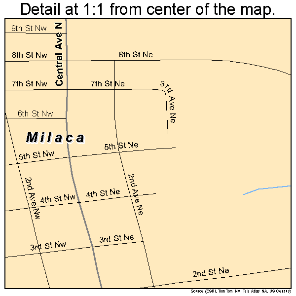 Milaca, Minnesota road map detail