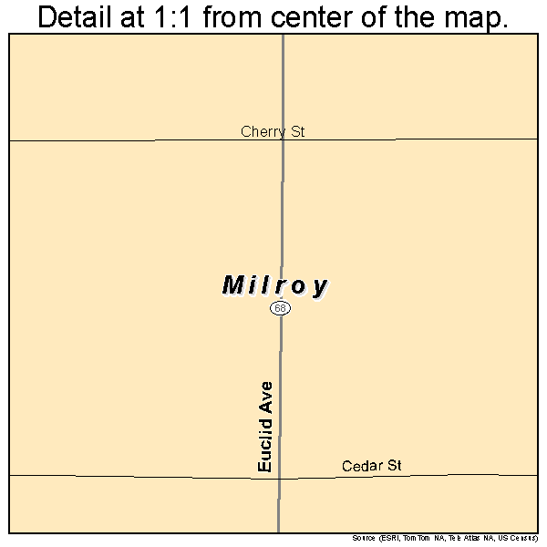 Milroy, Minnesota road map detail