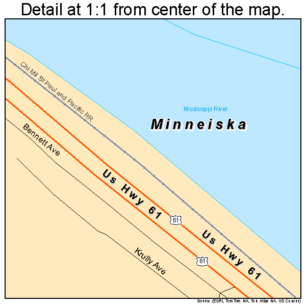 Minneiska, Minnesota road map detail