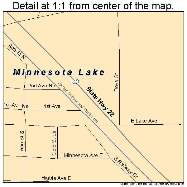 Minnesota Lake, Minnesota road map detail