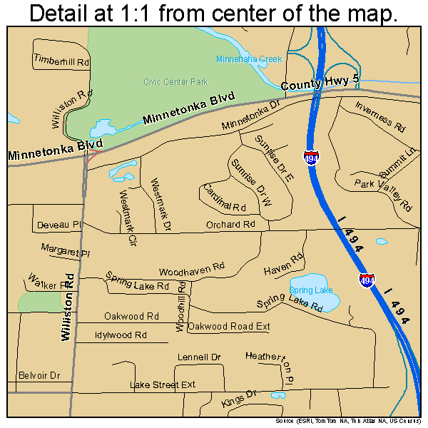 Minnetonka, Minnesota road map detail