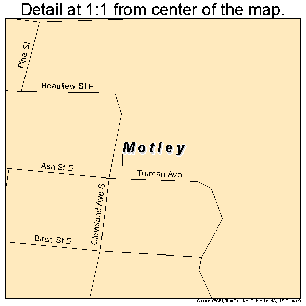 Motley, Minnesota road map detail