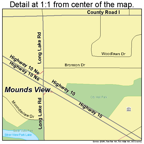 Mounds View, Minnesota road map detail