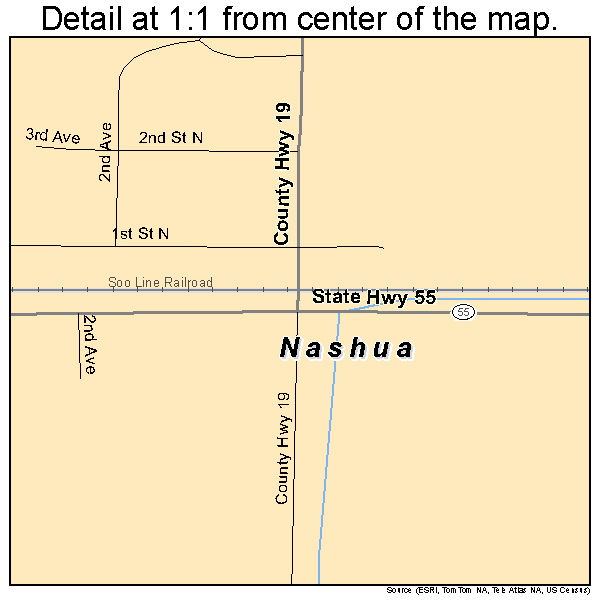 Nashua, Minnesota road map detail