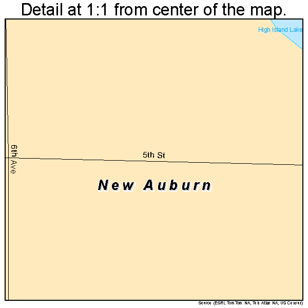 New Auburn, Minnesota road map detail