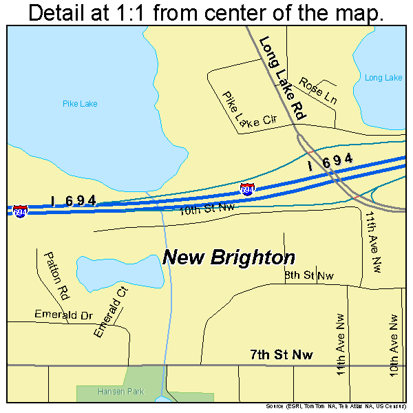 New Brighton, Minnesota road map detail