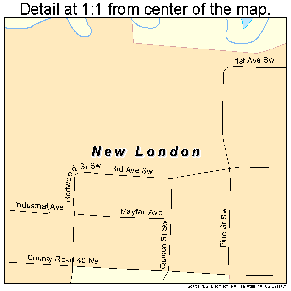 New London, Minnesota road map detail