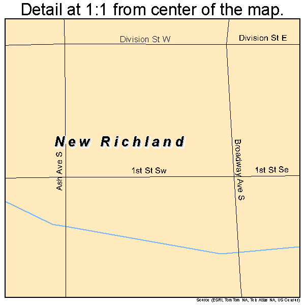New Richland, Minnesota road map detail