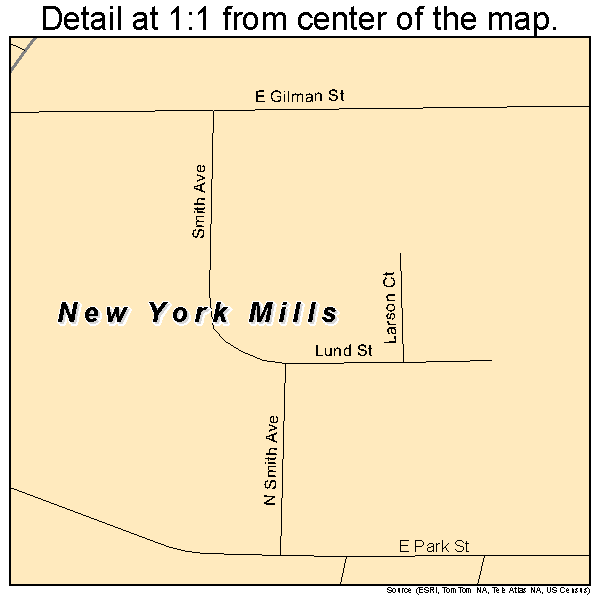 New York Mills, Minnesota road map detail