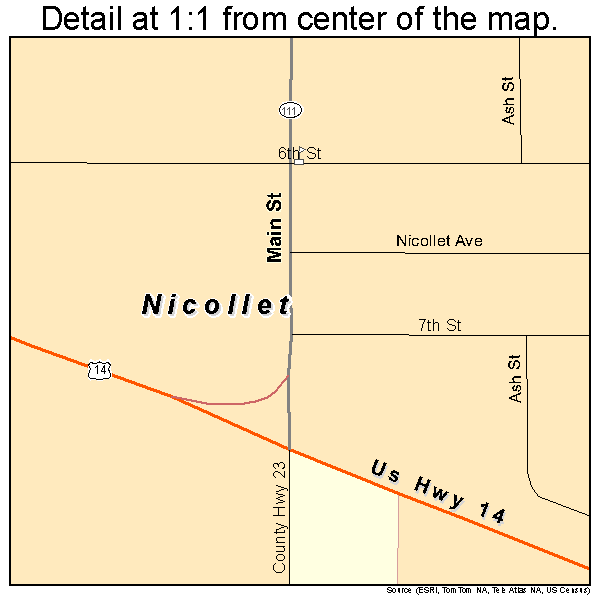 Nicollet, Minnesota road map detail