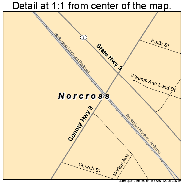 Norcross, Minnesota road map detail