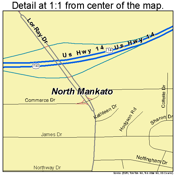 North Mankato, Minnesota road map detail