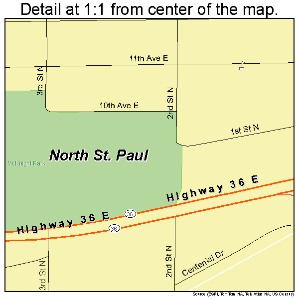 North St. Paul, Minnesota road map detail