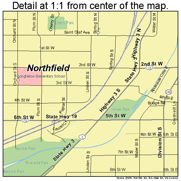Northfield, Minnesota road map detail