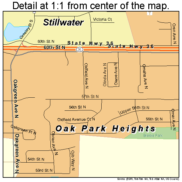 Oak Park Heights, Minnesota road map detail