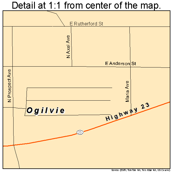 Ogilvie, Minnesota road map detail