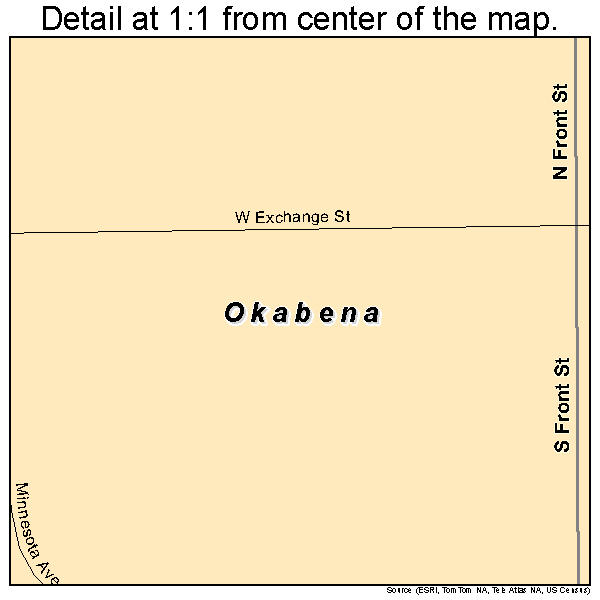 Okabena, Minnesota road map detail