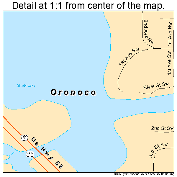 Oronoco, Minnesota road map detail