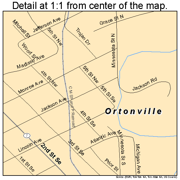 Ortonville, Minnesota road map detail