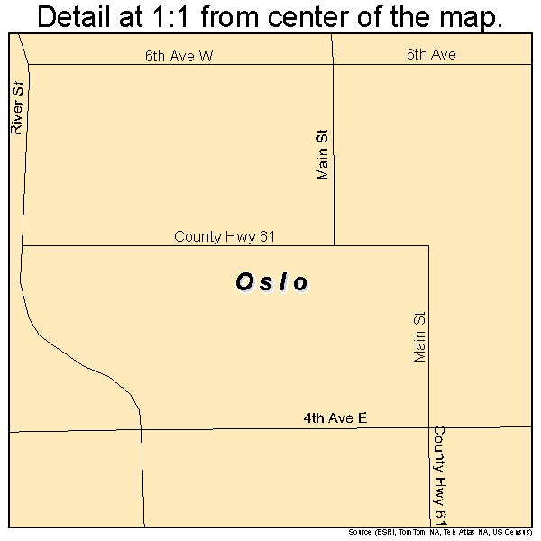 Oslo, Minnesota road map detail