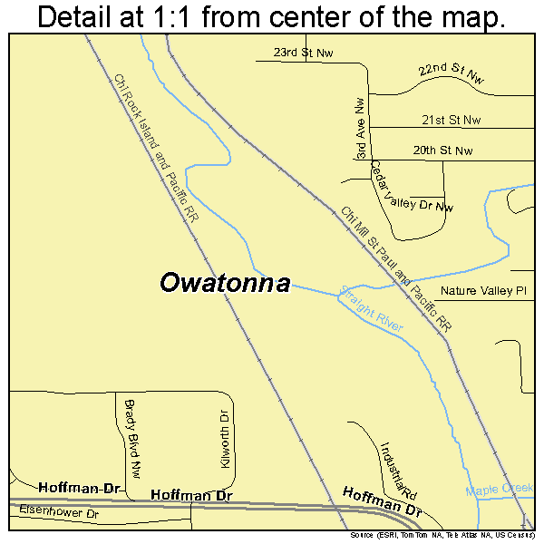 Owatonna, Minnesota road map detail