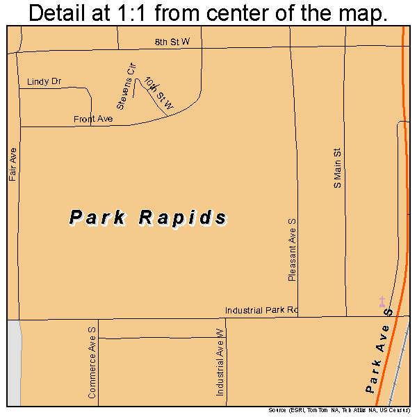 Park Rapids, Minnesota road map detail